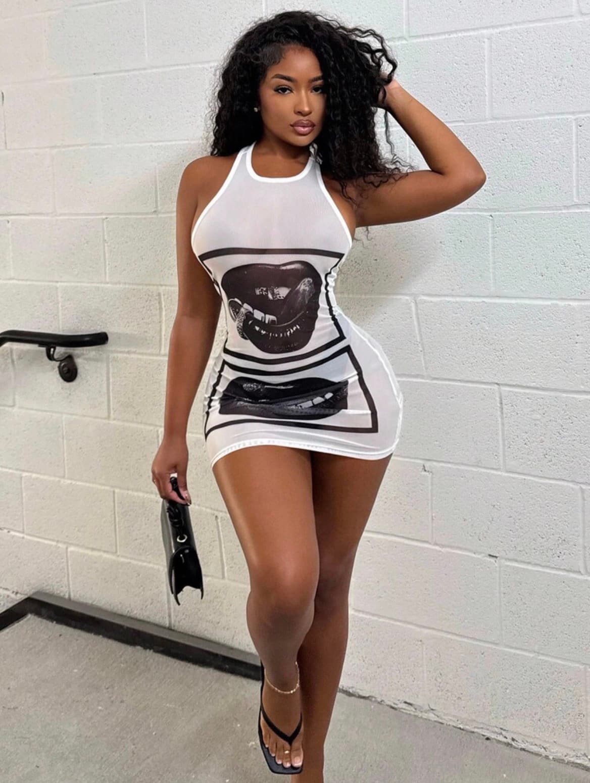 Midnight Kiss Mesh Dress in White Sheer