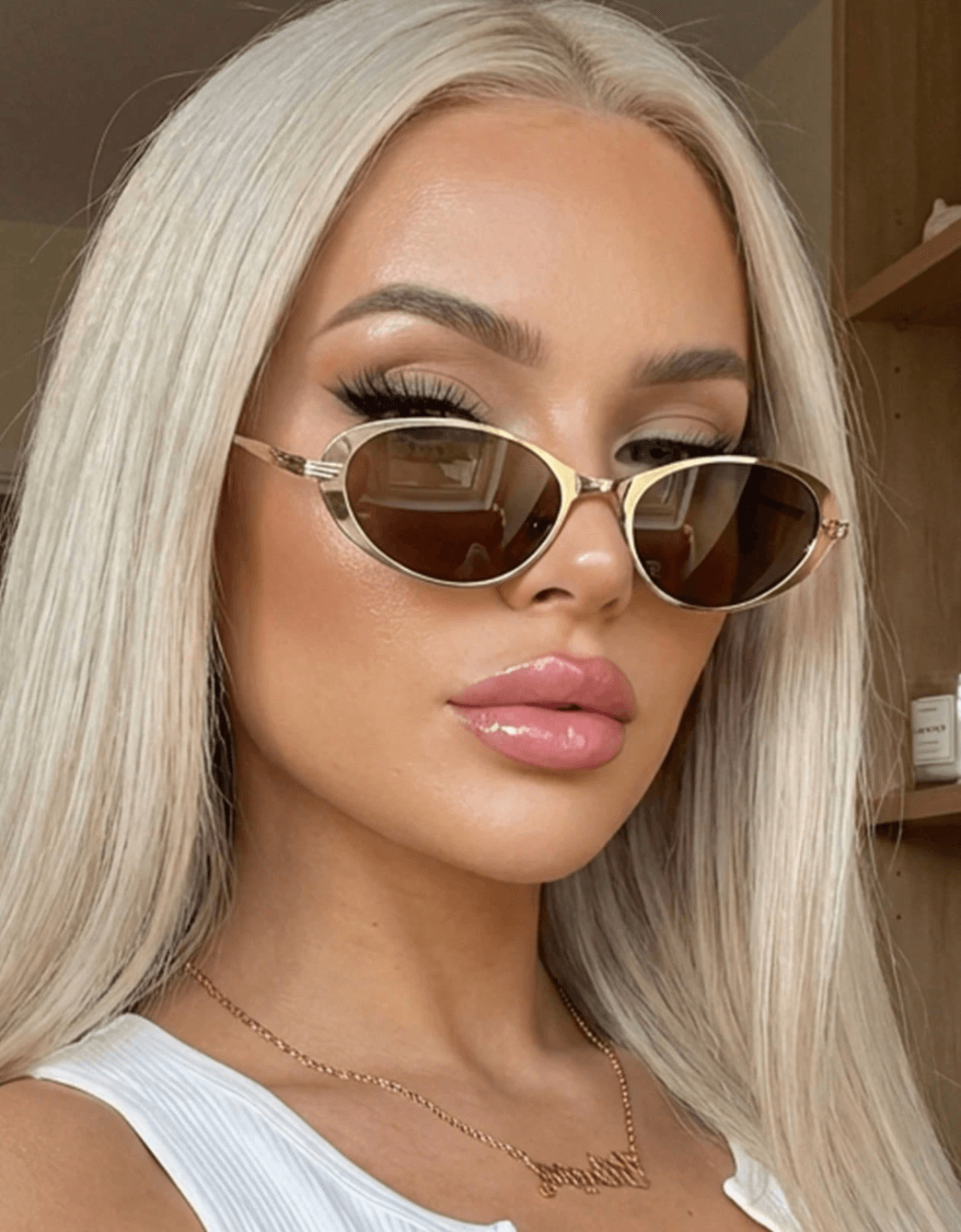 Women's Gold Oval Luxury Shades